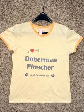 Vintage HYP Y2K Doberman Ringer Baby Tee 100% Cotton L